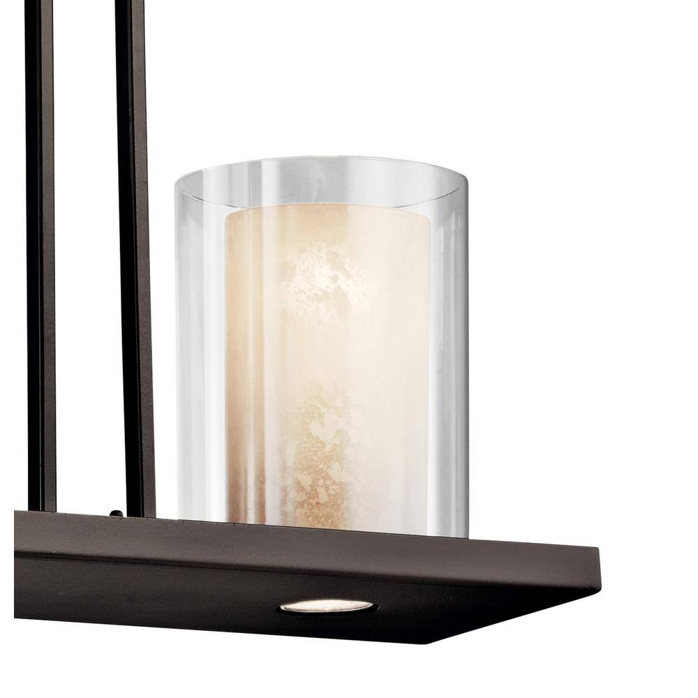 Olde Bronze 3-Light Linear Chandelier with Clear Glass Shades
