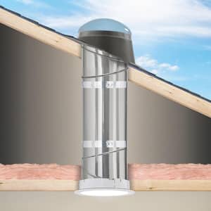 14 in. Impact Dome Sun Tunnel Skylight with Rigid Tube, Pitched Flashing and Solar Powered Night Light