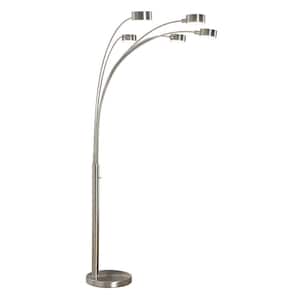 Micah Premium 88 in. Satin Nickel 5-Arch Led Tree Floor Lamp With Dimmer