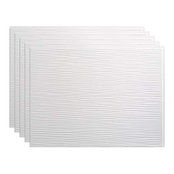 Fasade 18.25 in. x 24.25 in. Ripple Vinyl Backsplash Panel in Gloss White (5-Pack)