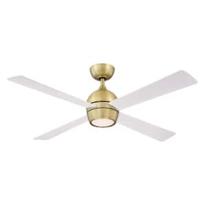 Kwad 52 in. Integrated LED Brushed Satin Ceiling Fan with Opal Frosted Glass Light Kit and Remote Control