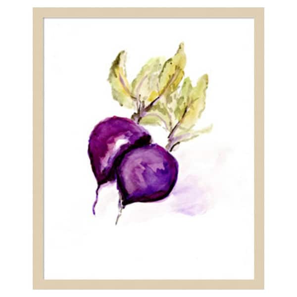 Amanti Art Veggie Sketch Beets by Marcy Chapman 21 in. W x 25 in. H. Wood Framed Wall Art Print Framed in Brown