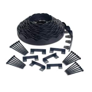 2 in. x 100 ft. Black Polyethylene Scalloped Woodgrain No-Dig Edging Kit