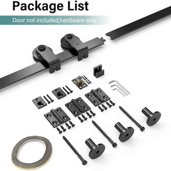 WINSOON 3 ft. /36 in. I Shape Frosted Black Top Mount Bi-Fold Sliding Barn Door Hardware Track Kit for Double Doors