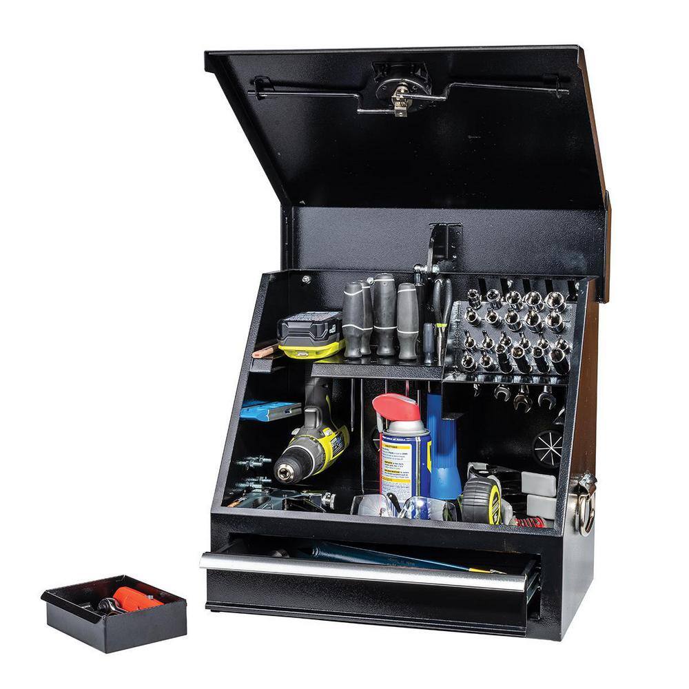 Black Steel 18" Lockable Triangle Shopbox with Drawer