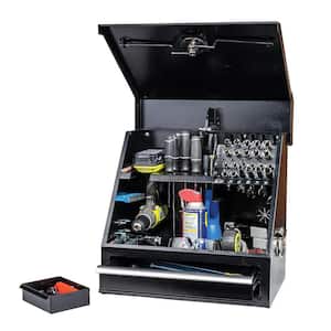 18 in. W x 12 in. D 1-Drawer Black Steel Portable Shop Triangle Tool Box Chest for Sockets, Wrenches and Screwdrivers
