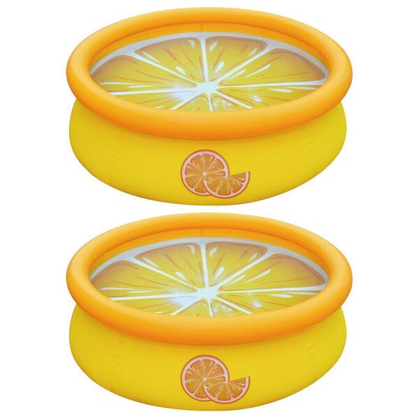 JLeisure 5 Ft 3D Orange Inflatable Outdoor Swimming Kiddie Pool (2 Pack)