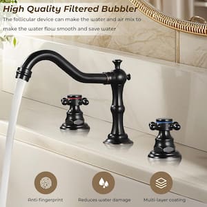 Double Handle 8 in. Widespread Bathroom Faucet 3 Hole Waterfall Bathroom Sink Faucet in Oil Rubbed Bronze