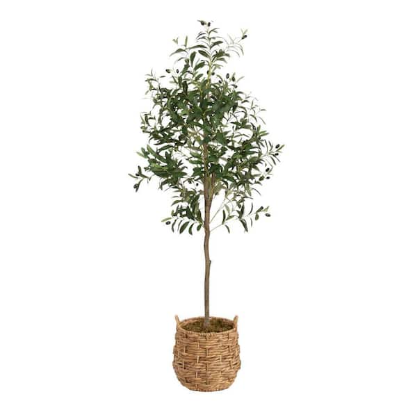 5 ft. Artificial Olive Tree Tree in Natural Natural Material Pot