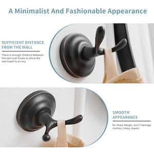 Traditional J-Hook Double Robe/Towel Hook Wall Mounted Bathroom Towel Robe Hook Wall Hooks in Oil Rubbed Bronze (6-Pack)