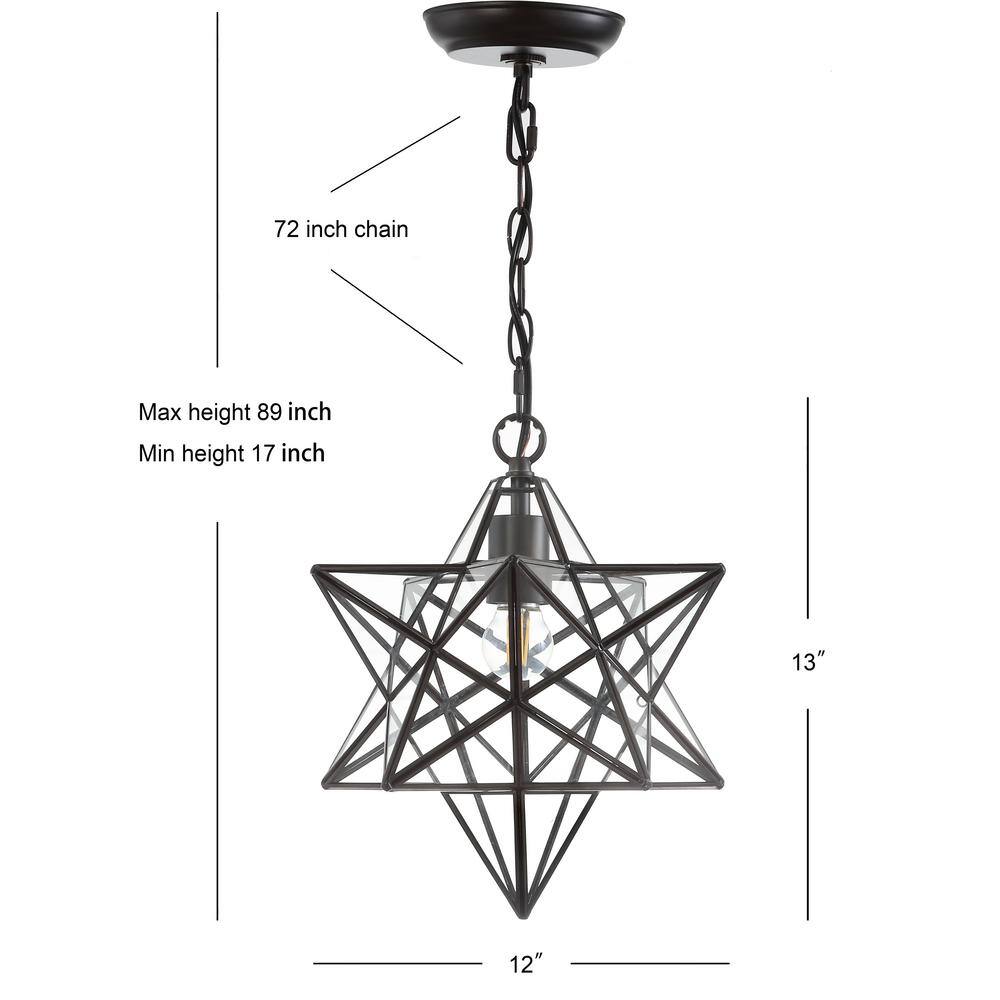 Stella 12" Oil Rubbed Bronze Star-Shaped LED Pendant with Clear Glass