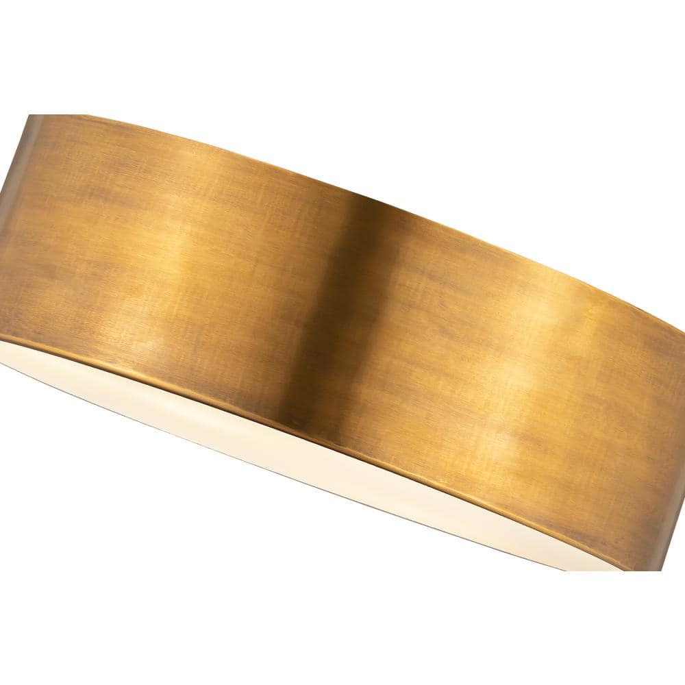 Harley Modern 3-Light Rubbed Brass Drum Flush Mount LED