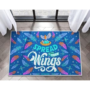 Blue 2 ft. x 3 ft. Crayola Spread Your Wings Area Rug