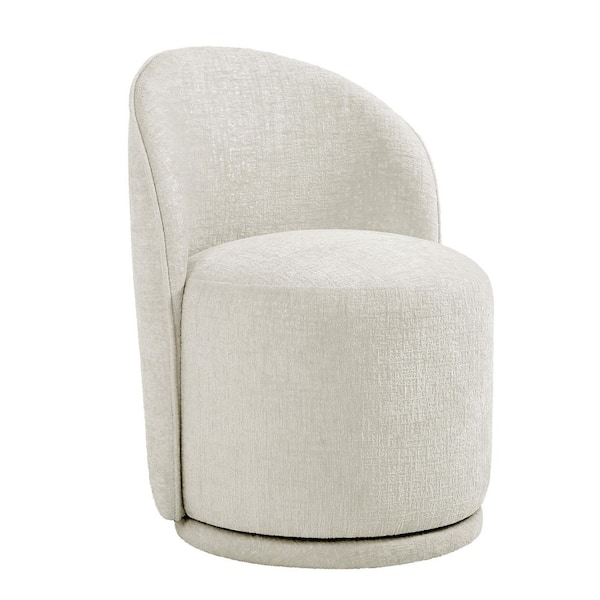 Light Sand Chenille Swivel Accent Barrel Chair (Set of 1)
