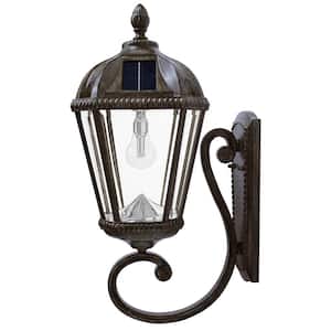 Royal Bulb Series 1-Light Weathered Bronze Outdoor Integrated LED Solar Wall Lantern Sconce
