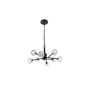 Timeless Home 24 in. 8-Light Black And Clear Pendant Light