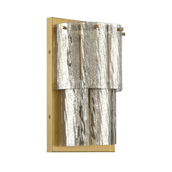 CRAFTMADE Museo 2-Light Satin Brass Finish Wall Sconce with Mercury Glass Shade