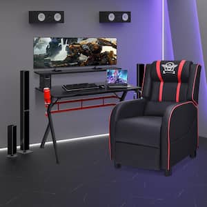 48 in. Black and Red Computer Desk and Massage Recliner Chair in Gaming Desk and Chair Set