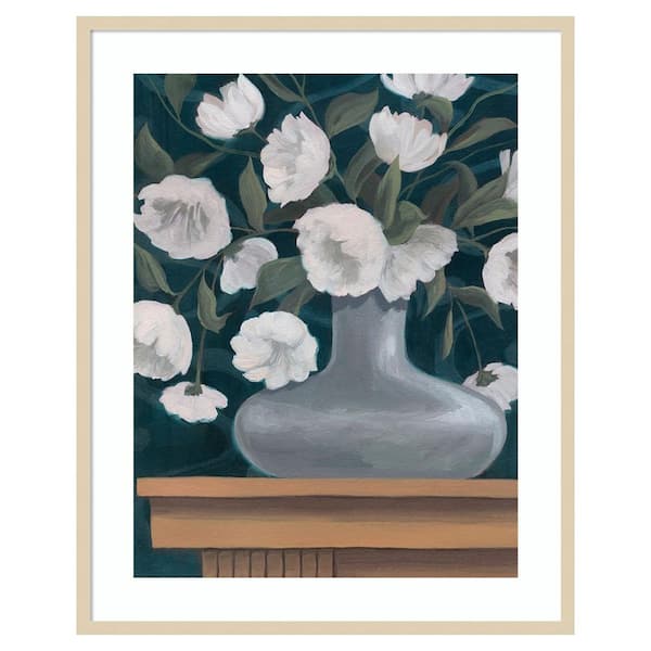 Amanti Art Snowball Posies II by Grace Popp 33 in. W x 41 in. H. Wood Framed Wall Art Print Framed in Brown