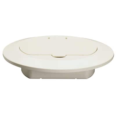 Pass & Seymour Slater 1 Gang Round Thermoplastic Floor Box Cover, Light Almond