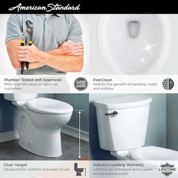 American Standard - Cadet PRO 2-Piece 1.28 GPF Single Flush Chair Height Elongated Toilet with 12 in. Rough-In in White