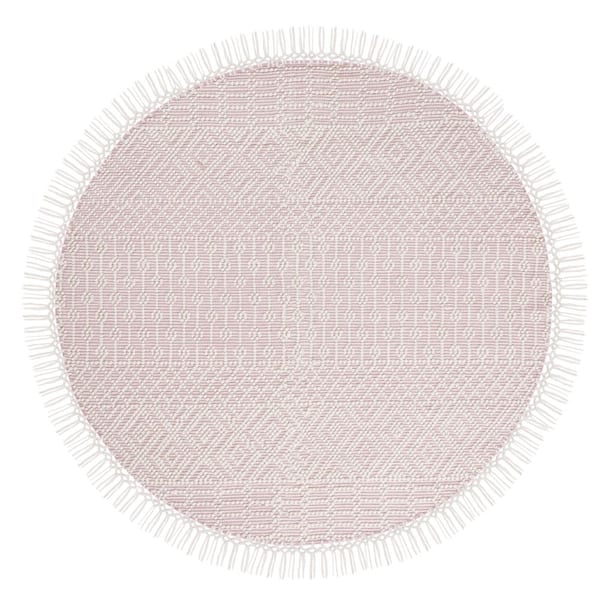 Natura 6 ft. x 6 ft. Ivory/Pink Geometric Round Rug