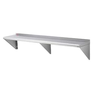 Stainless Steel Shelf 14 in. x 48 in. Wall Mounted Floating Shelving with Brackets 350 lbs. Load Commercial Shelf Silver