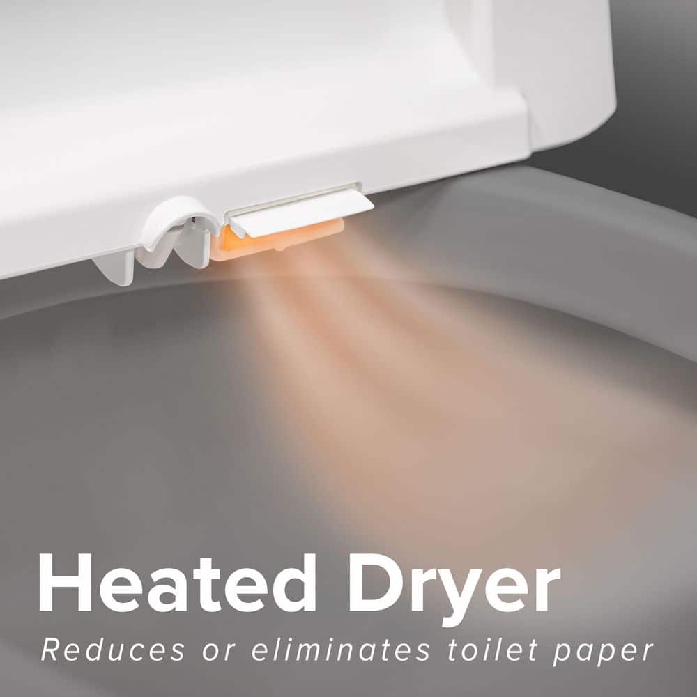 White Electric Bidet Toilet Seat with Heated Seating and Control Panel
