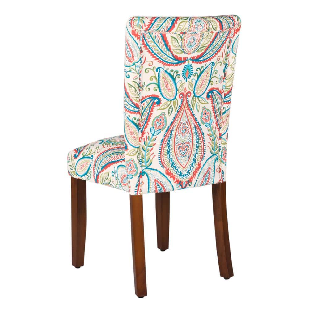 Classic Multicolor Linen and Wood Parsons Side Chair Set