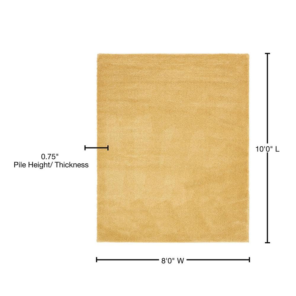Sunny Yellow Soft Shag 8' x 10' Rectangular Rug for Kids' Rooms