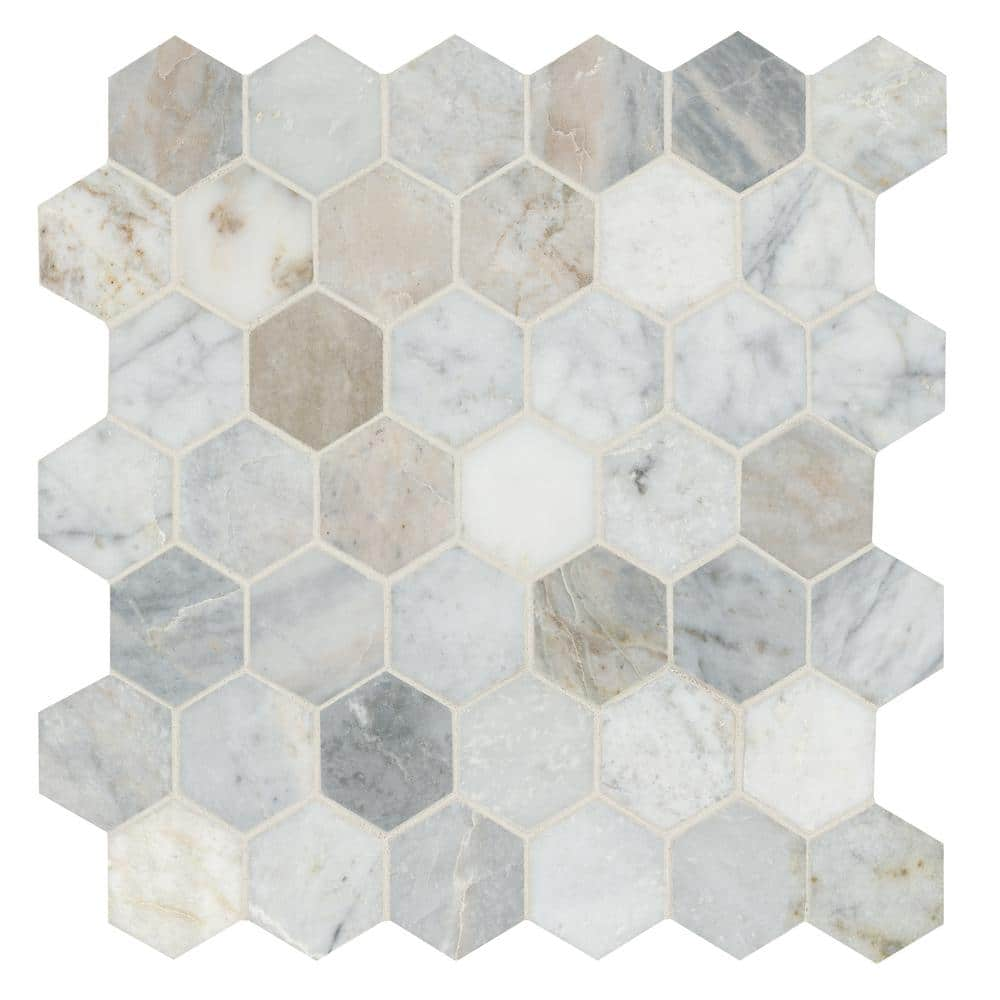 MSICapri Blue 2 in. Hexagon 12 in. x 12 in. Honed Mosaic Mesh-Mounted Marble Floor and Wall Tile (0.98 sq. ft./Each) (CAPBLU-2HEXH)