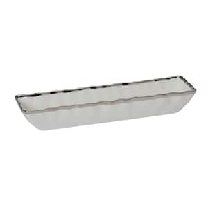 13 in. W x 3.5 in. H x 2.25 in. D White Porcelain Regency Silver Serving Tray