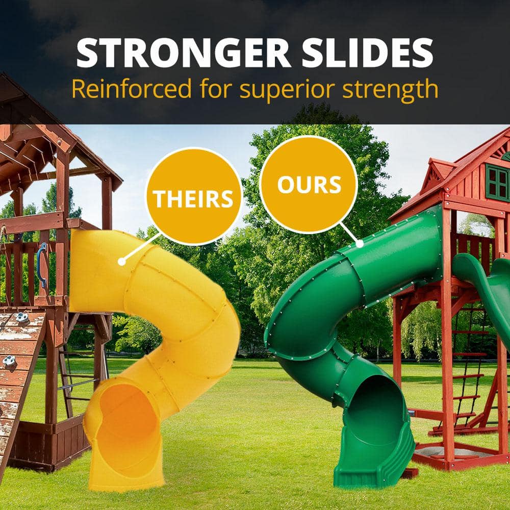 Empire Cedar Swing Set with 3 Play Decks and Slides
