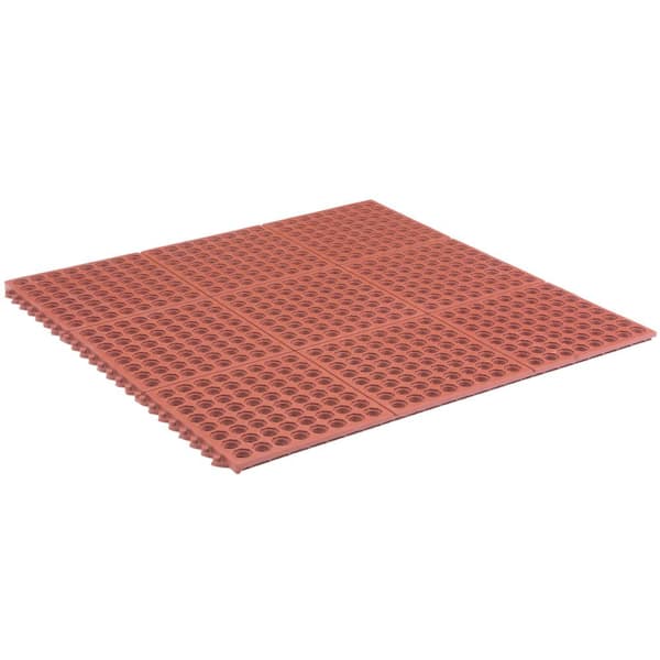 Performa Grit Red 3 ft. x 3 ft. Rubber Anti-Fatigue Indoor Commercial Floor Mat