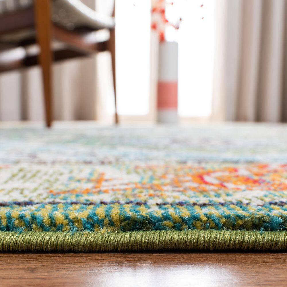 Monaco Green and Turquoise Synthetic Rectangular 8' x 10' Area Rug