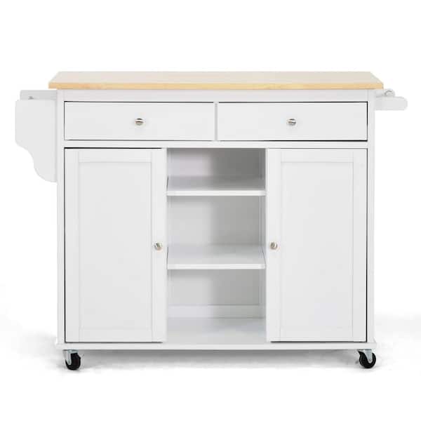 Baxton Studio Meryland White Kitchen Cart with Storage