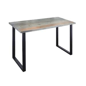 Skyline 48 in. Rectangular Riverstone Grey Solid Wood Writing Desk with Square Matte Black Steel Legs