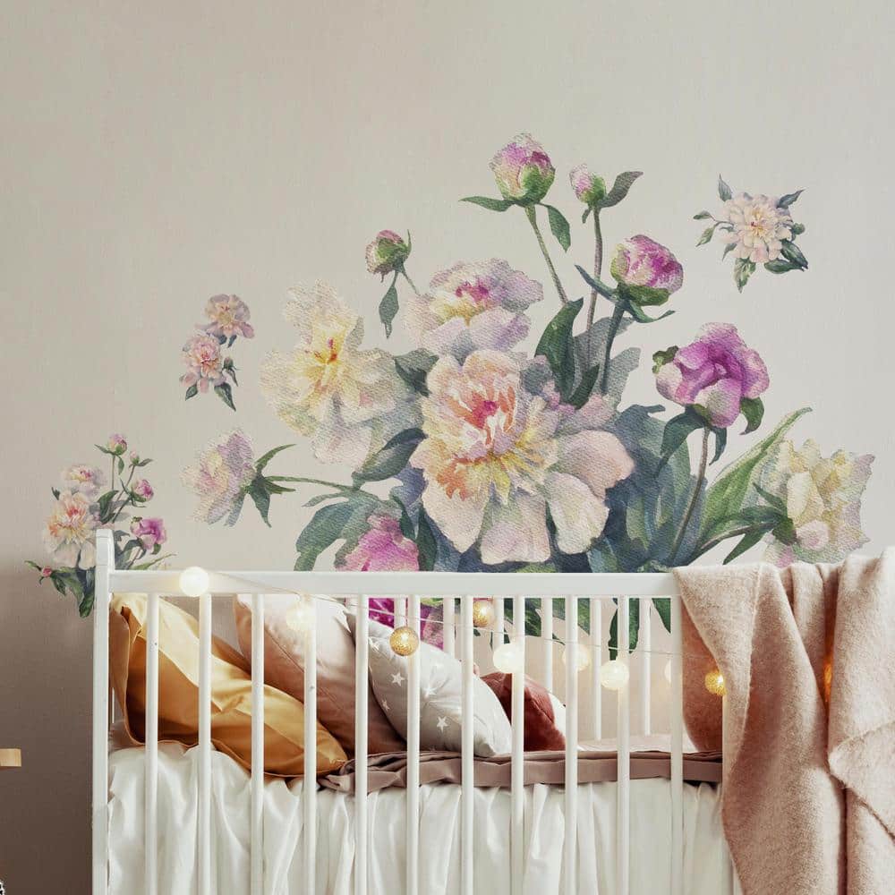 White and Pink Floral Bouquet Peel and Stick Wall Decals
