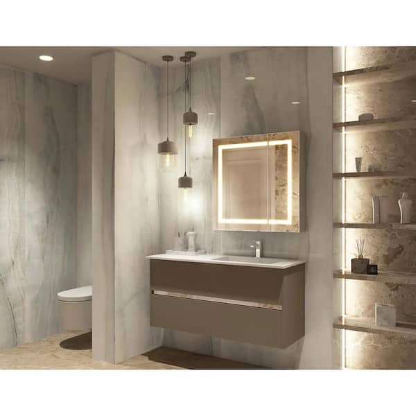 Royale Basic Q 30 in. W x 30 in. H Rectangular Bi-View LED Medicine Cabinet with Mirror Defogger