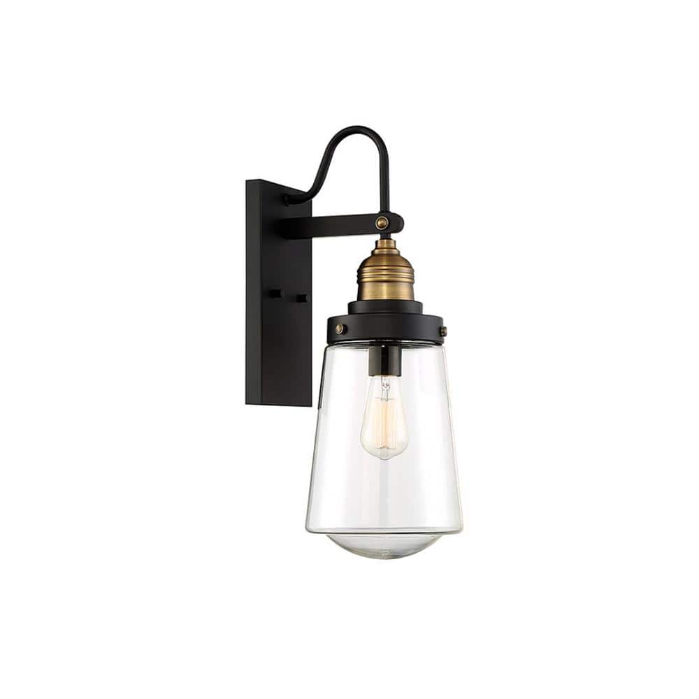 Macauley Vintage Black and Warm Brass Outdoor Wall Sconce