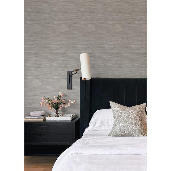 Grassweave Grey Faux Grasscloth Vinyl Peel and Stick Wallpaper