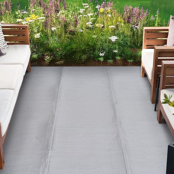 Luna Gray 8 ft. x 10 ft. Solid Indoor/Outdoor Area Rug