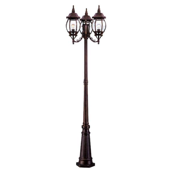 Acclaim Lighting Chateau 3-Head Burled Walnut Outdoor Surface-Mount Post Combination