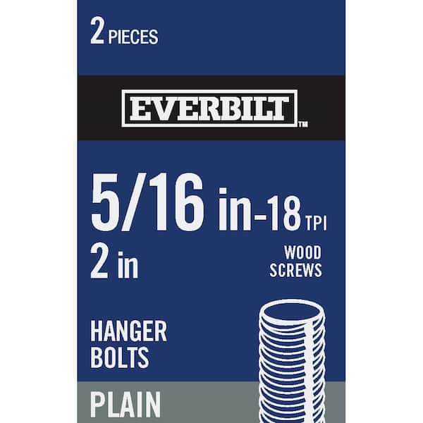 Everbilt 5/16 in.-18 tpi x 2 in. Coarse/Standard Steel Plain Hanger Bolt (2-Pack)