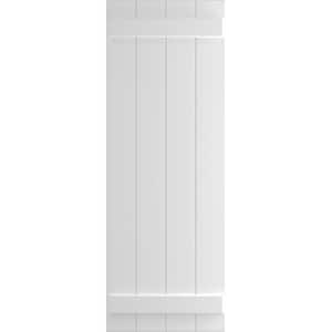 21 1/2" x 43" True Fit PVC Four Board Joined Board-n-Batten Shutters, Unfinished (Per Pair)