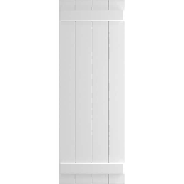 Ekena Millwork 21 1/2" x 62" True Fit PVC Four Board Joined Board-n-Batten Shutters, Unfinished (Per Pair)