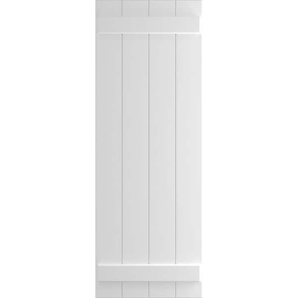 Ekena Millwork 21 1/2" x 68" True Fit PVC Four Board Joined Board-n-Batten Shutters, Unfinished (Per Pair)
