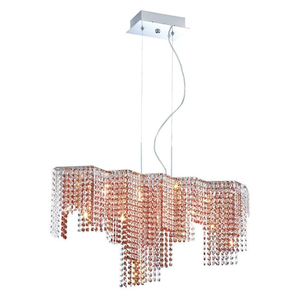 Eurofase Celestino Collection 9-Light Chrome and Amber Pendant-DISCONTINUED