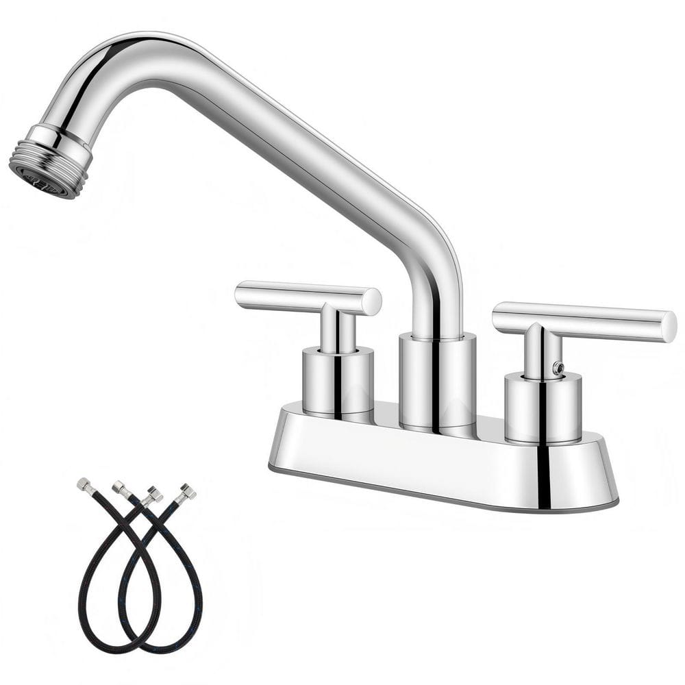 Wudkey 1-Piece 2 Lever Handle Utility Sink Faucet with Swivel Spout in ...