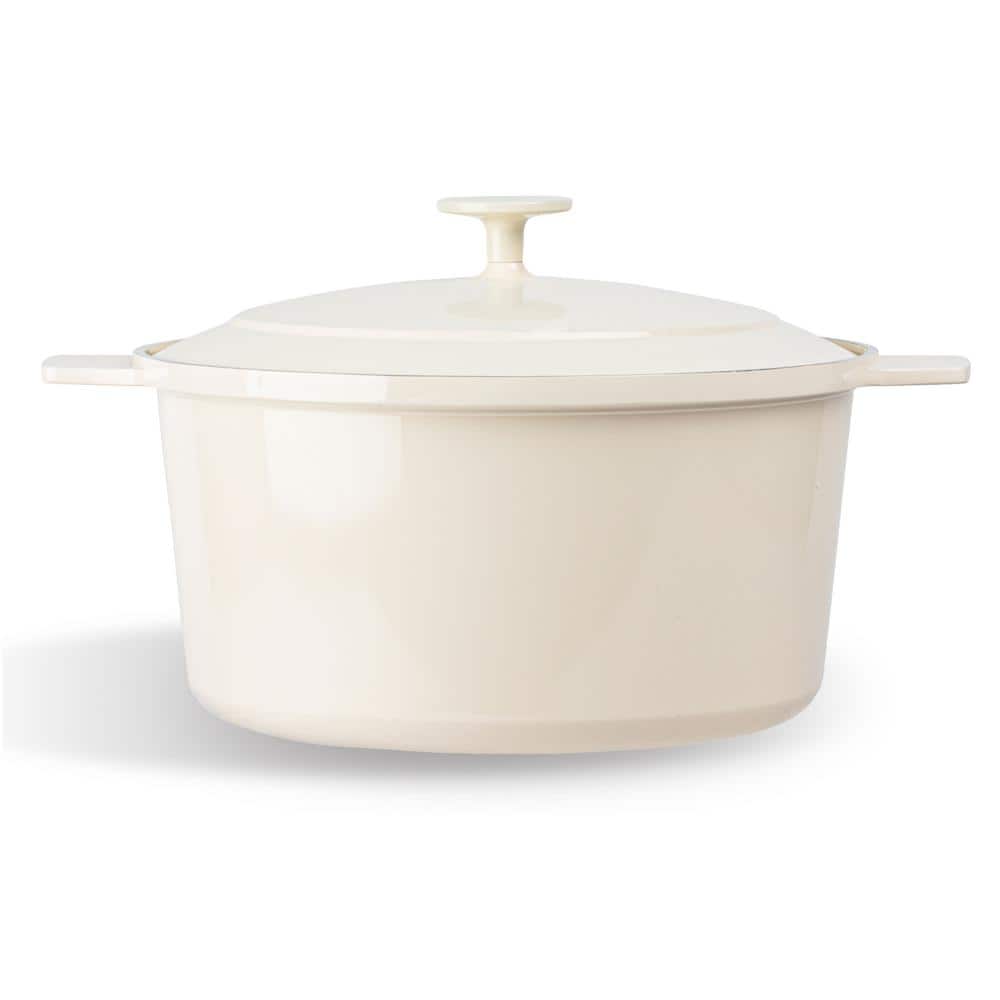 5 qt. Round Aluminum Ceramic Nonstick Dutch Oven in Cream